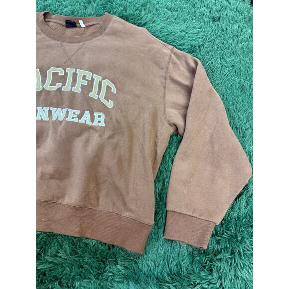 90s PacSun Pacific Sunwear Brown CrewNeck Sweatshirt Size M UNISEX Y2K - Picture 5 of 7